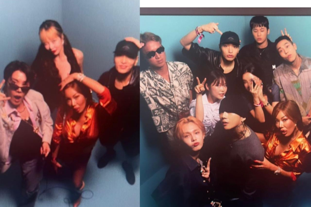 Jessi, HyunA, DAWN foto bareng J-Hope BTS