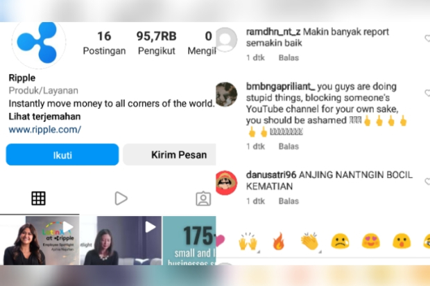 Akun Ripple diserang fans Windah Basudara