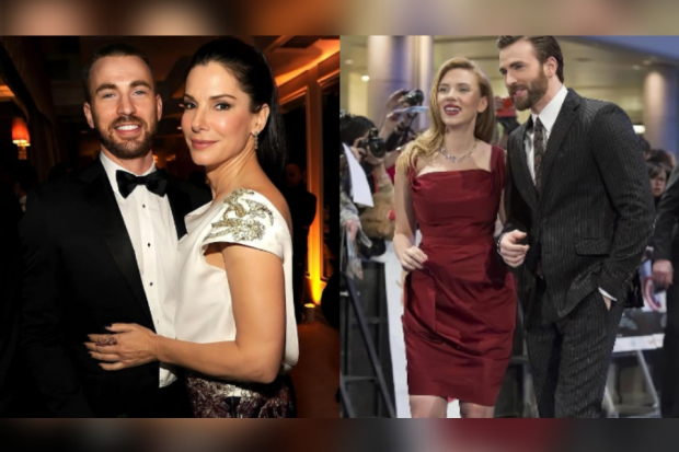 Chris Evans bersama Scarlett Johansson dan Sandra Bullock
