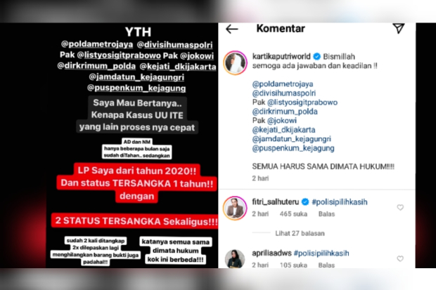 Kartika Putri pertanyakan perkembangan laporannya terhadap Richard Lee
