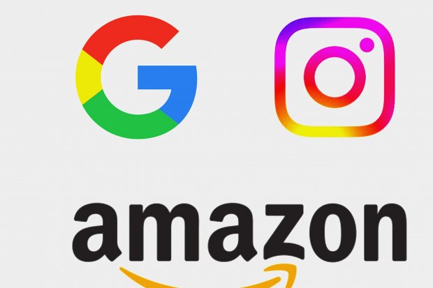 Logo Google, Instagram, dan Amazon
