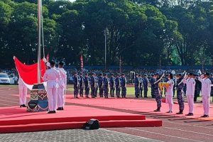 Upacara HUT ke 77 RI di Lapangan Sriwedari Solo, Jawa Tengah