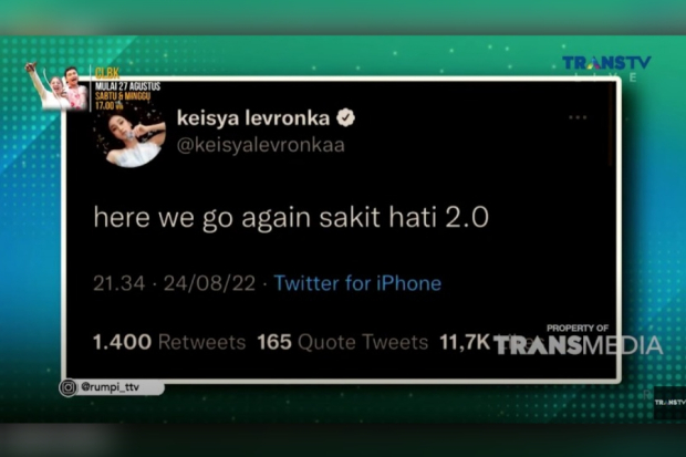 Keisya Levronka mengaku sakit hati