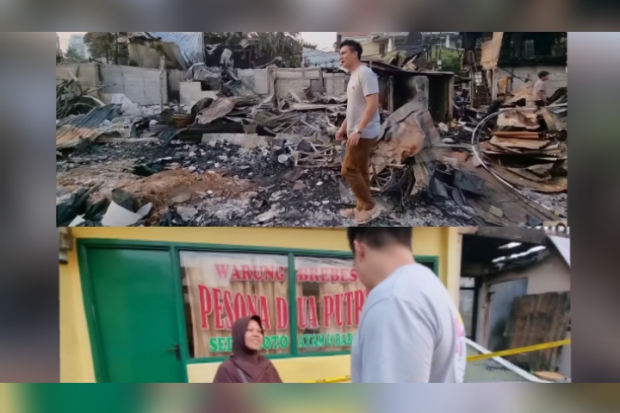 Baim Wong mengunjungi korban kebakaran Simprug, Jakarta Selatan