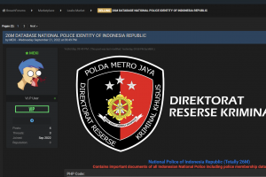 Tampilan hacker Meki yang mengaku membobol data Polda Metro Jaya di situs breach. 