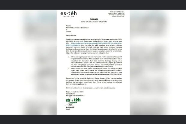 Surat Somasi Es Teh Indonesia