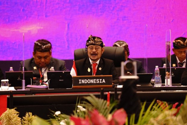 Menteri Pertanian Syahrul Yasin Limpo dalam Pertemuan Tingkat Menteri Kelompok Kerja Pertanian G20 atau agriculture Ministers Meeting (AMM), Rabu (28/9).