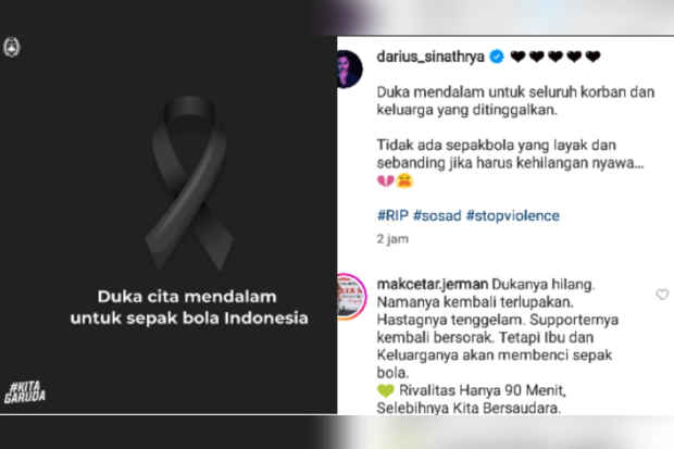 Ucapan duka atas tragedi Kanjuruhan dari Darius Sinathrya