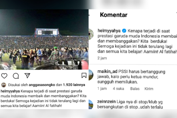 Ucapan duka atas tragedi Kanjuruhan dari Helmy Yahya