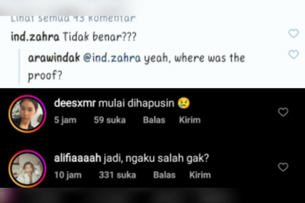 Komentar di akun Arawinda Kirana banyak dihapus