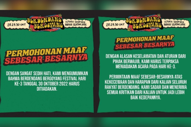 Berdendang Bergoyang Festival hari ketiga dibatalkan