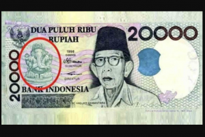 Viral mata uang rupiah Rp 20.000 bergambar Dewa Ganesha. 
