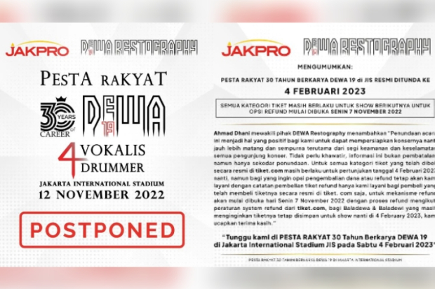 Konser Dewa 19 di JIS mundur hingga tahun depan