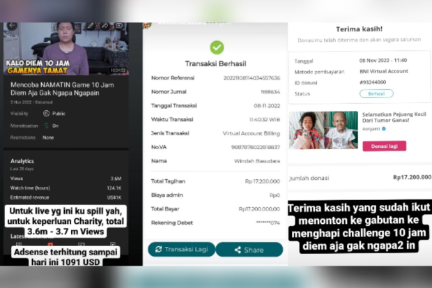 Windah Basudara sumbang penghasilan YouTube untuk pendeita kanker
