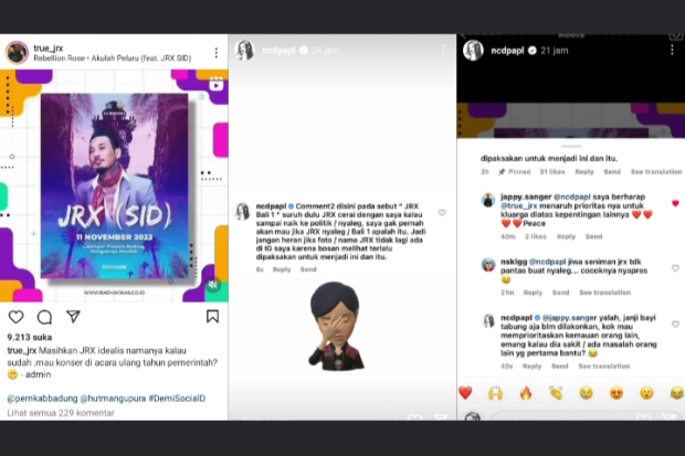 Unggahan Nora Alexandra dan Jerinx SID