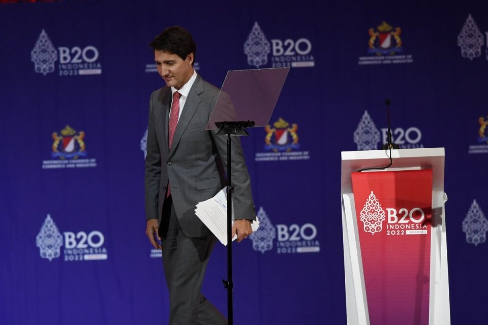 PM Kanada Justin trudeau di pertemuan B20 di Nusa Dua, Bali, Senin (14/11). Foto: Antara.