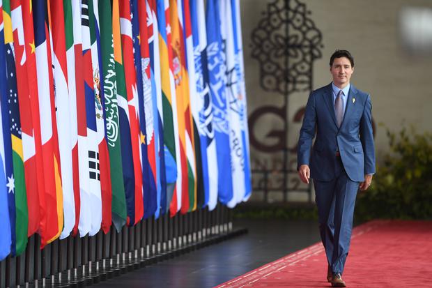 Perdana Menteri Kanada Justin Trudeau tiba di lokasi KTT G20 di Nusa Dua, Bali, Selasa (15/11/2022).
