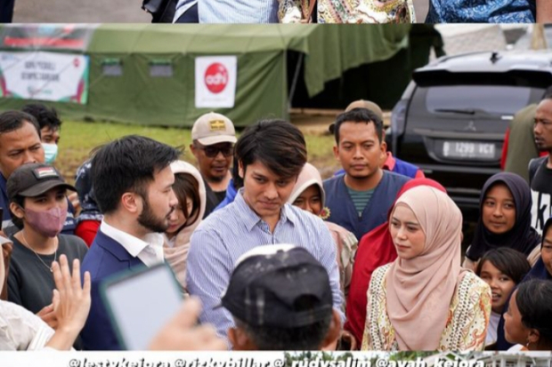 Lesti Kejora, Rizky Billar dan Rudy Salim di Lokasi Pengungsian Gempa Cianjur