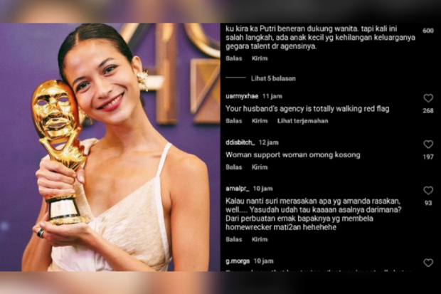 Instagram Putri Marino diserang usai agensi bela Arawinda Kirana