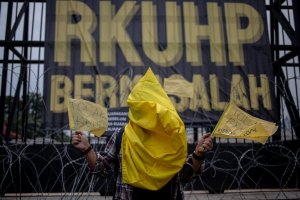Aksi Penolakan RKUHP di Depan Gedung DPR