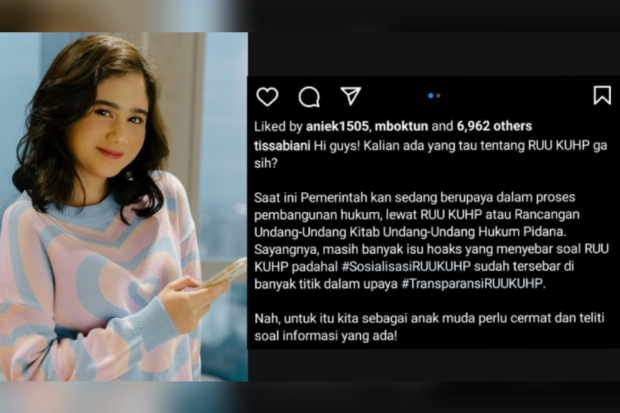 Tissa Biani dukung RUU KUHP
