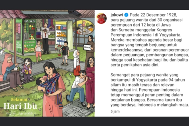 Postingan Presiden Joko Widodo Peringati Hari Ibu