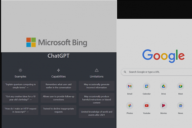 Logo Bing, Chrome, dan ChatGPT