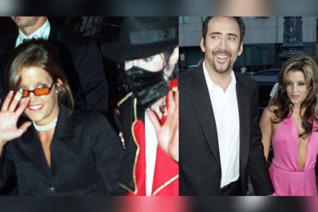 Lisa Marie Presley bersama Michael Jackson dan Nicolas Cage