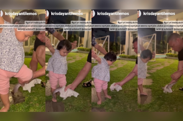 Krisdayanti dan Raul Lemos gelar tradisi pukul lele untuk Ameena