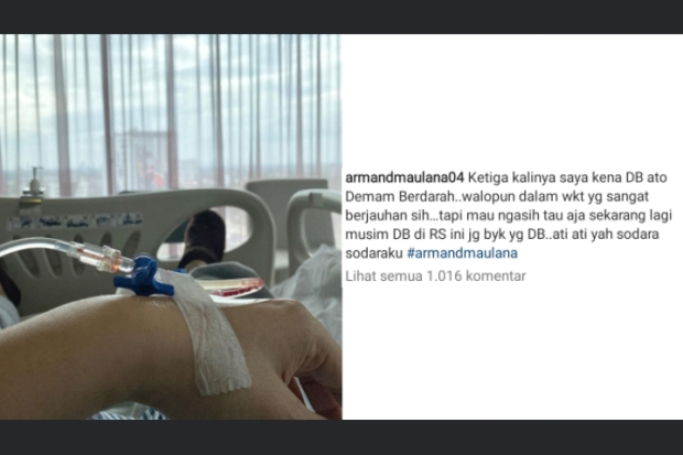 Armand Maulana dirawat di Rumah Sakit karena DB