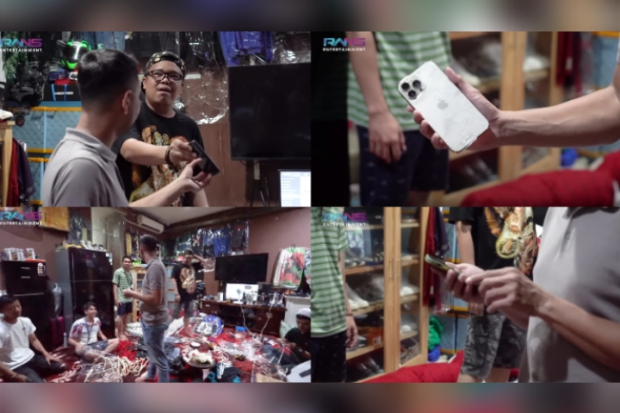 Raffi Ahmad dan Nagita Slavina bagi iPhone kepada karyawan