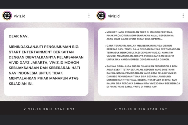 Pernyataan VIVIZ.ID soal Pembatalan Meet and Greet VIVIZ