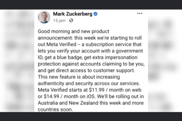 Pengumuman Mark Zuckerberg soal Meta Verified