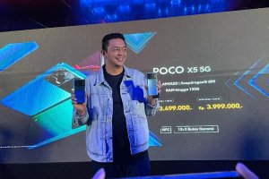 Head of Marketing POCO Indonesia Andi Renreng dalam konferensi pers peluncuran POCO X5 5G di Jakarta, Selasa (21/2/2023)