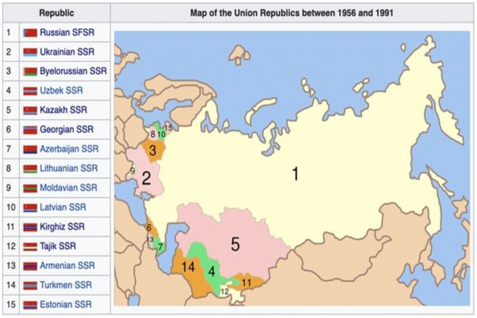 Ilustrasi Peta Negara Pecahan Uni Soviet