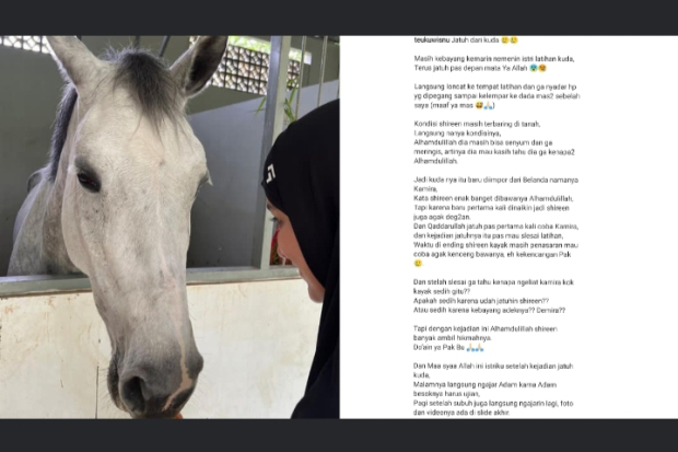 Shireen Sungkar Jatuh dari Kuda