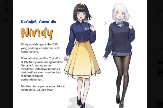 Maskot contact centre DJPb yang bernama Nindy mirip sekali dengan karya ilustrator asal Jepang. 