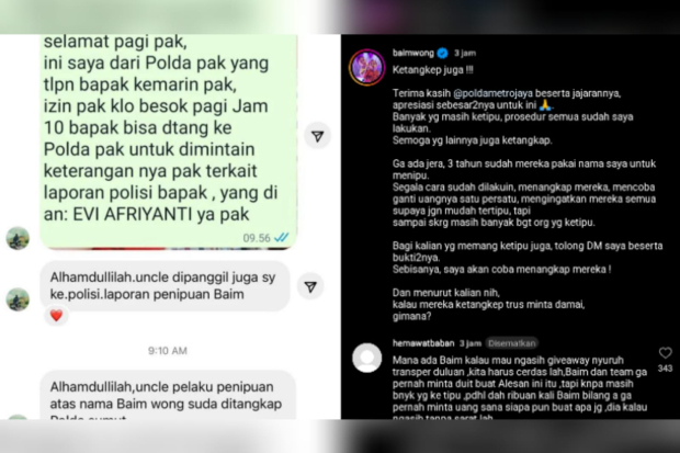 Penipu atas nama Baim Wong