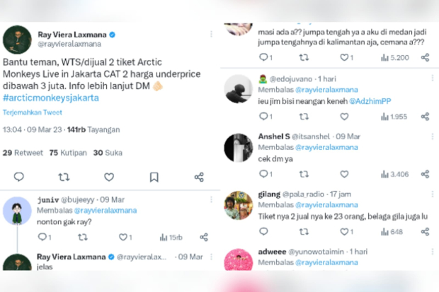 Ray Viera Laxmana lakukan penipuan tiket Arctic Monkeys