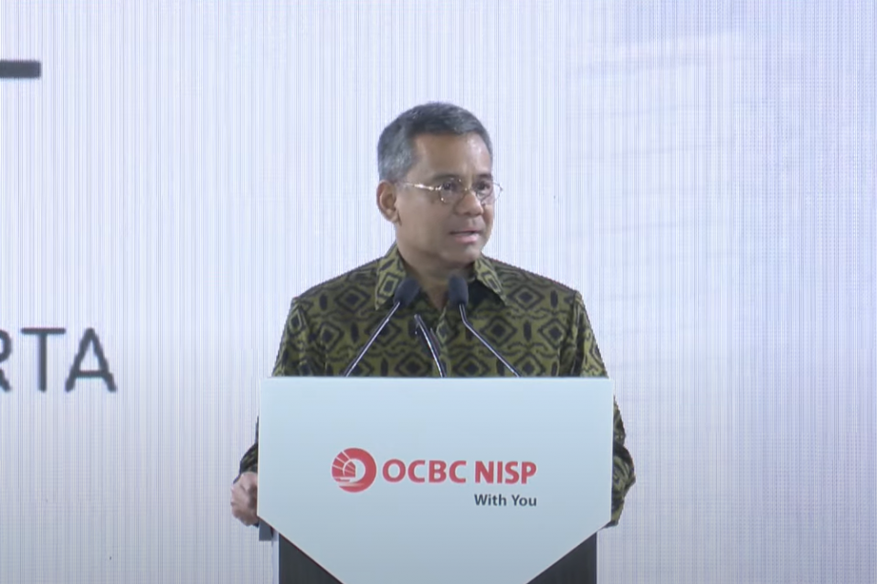 Wakil Menteri Keuangan Suahasil Nazara dalam acara OCBC NISP Business Forum, Selasa (21/3/2023).