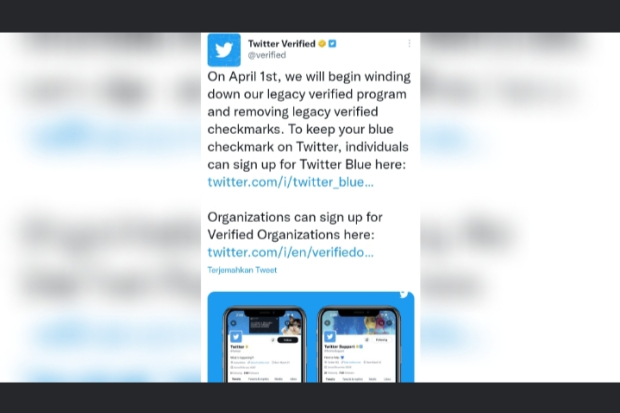 Twitter Akan Hapus Tanda Centang Biru