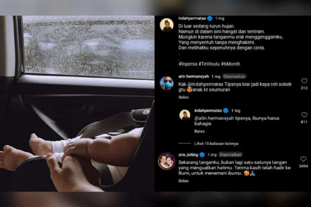 Indah Permatasari dan Arie Kriting nikmati momen sebagai orang tua