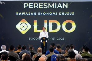 Presiden Joko Widodo saat meresmikan KEK Lido, Bogor, Jumat (31/3). Foto: Youtube/Sekretariat Presiden.