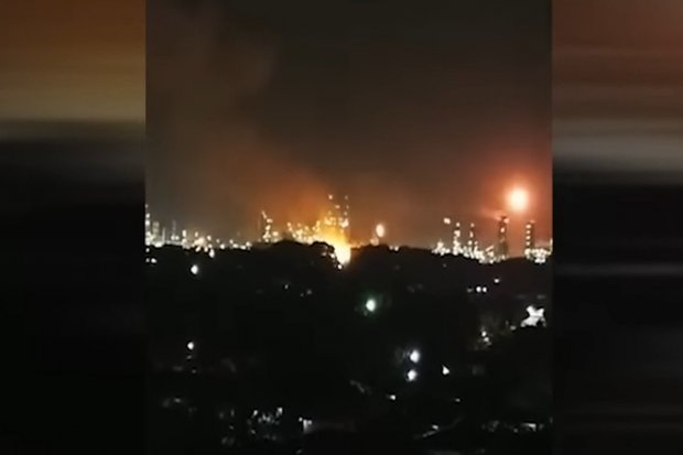 Ilustrasi, screenshot video ledakan kilang Pertamina Refinery Unit II Dumai, Riau, Sabtu (1/4).