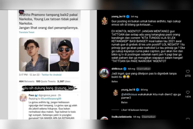 Young Lex marah saat dikaitkan dengan kasus narkoba Ardhito Pramono