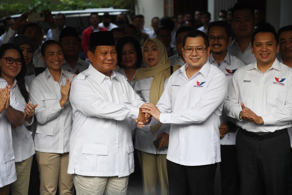 Ketua Umum Partai Gerindra Prabowo Subianto, Ketua Umum Partai Perindo Hary Tanoesoedibjo, pilpres 2024, pemilu 2024