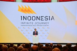 Jokowi berbicara pada pembukaan Hannover Messe 2023.