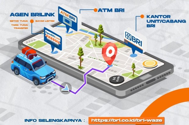  BRI bersama Waze menyediakan informasi lengkap yang berisi titik lokasi di antara jalur mudik batas barat Lampung sampai dengan batas timur Denpasar. Total ada sejumlah 150 titik AgenBRILink, 150 titik Unit Kerja BRI, dan 150 titik ATM BRI.\