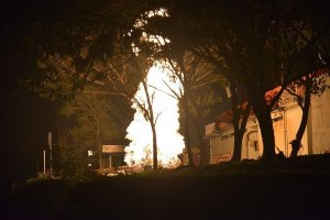 Semburan api dari sumur migas di Rest Area KM 86b Tol Cipali