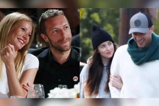 Chris Martin bersama Gwyneth Paltrow dan Dakota Johnson